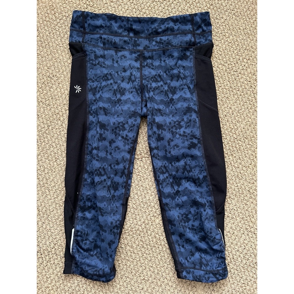 Athleta Capri Leggings Women's XS Blue And‎ Black Athletic Gym Yoga